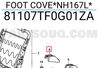 Honda 81107TF0G01ZA FOOT COVE*NH167L*