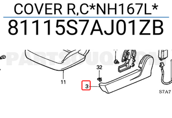 Honda 81115S7AJ01ZB COVER R,C*NH167L*