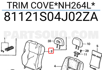 Honda 81121S04J02ZA TRIM COVE*NH264L*