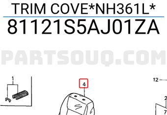 Honda 81121S5AJ01ZA TRIM COVE*NH361L*