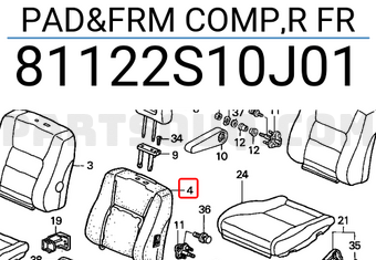 Honda 81122S10J01 PAD&FRM COMP,R FR