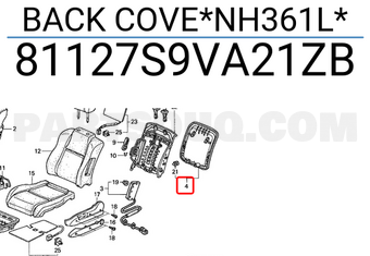 Honda 81127S9VA21ZB BACK COVE*NH361L*