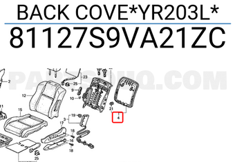Honda 81127S9VA21ZC BACK COVE*YR203L*