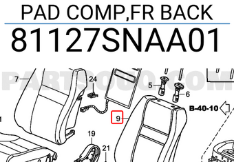 Honda 81127SNAA01 PAD COMP,FR BACK