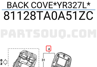 Honda 81128TA0A51ZC BACK COVE*YR327L*
