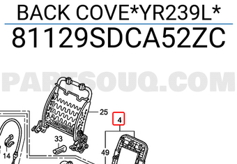 Honda 81129SDCA52ZC BACK COVE*YR239L*