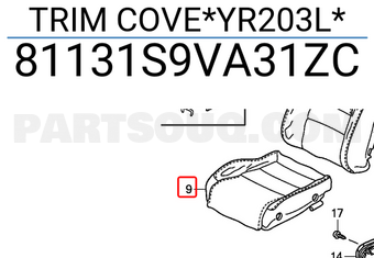 Honda 81131S9VA31ZC TRIM COVE*YR203L*