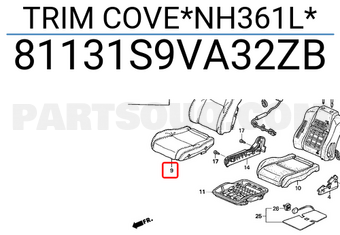 Honda 81131S9VA32ZB TRIM COVE*NH361L*