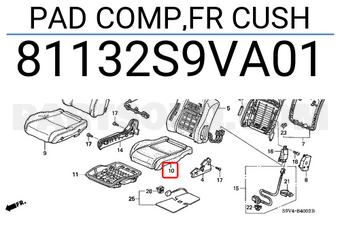 Honda 81132S9VA01 PAD COMP,FR CUSH