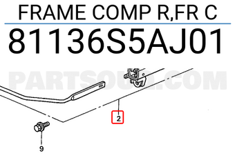 Honda 81136S5AJ01 FRAME COMP R,FR C