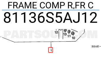 Honda 81136S5AJ12 FRAME COMP R,FR C