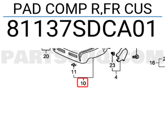 Honda 81137SDCA01 PAD COMP R,FR CUS