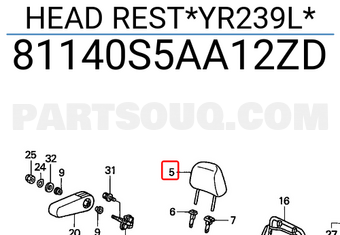 Honda 81140S5AA12ZD HEAD REST*YR239L*