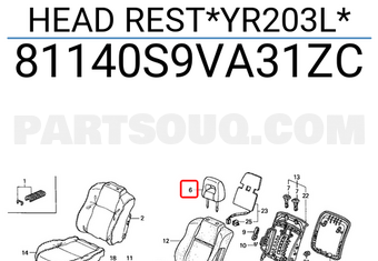 Honda 81140S9VA31ZC HEAD REST*YR203L*