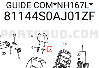 Honda 81144S0AJ01ZF GUIDE COM*NH167L*