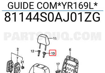 Honda 81144S0AJ01ZG GUIDE COM*YR169L*