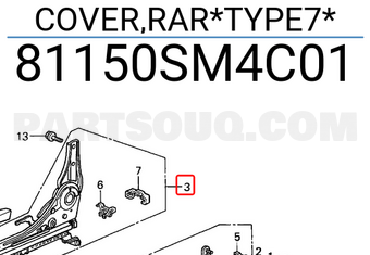 Honda 81150SM4C01 COVER,RAR*TYPE7*