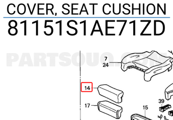 Honda 81151S1AE71ZD COVER, SEAT CUSHION