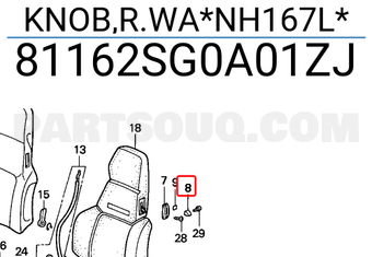 Honda 81162SG0A01ZJ KNOB,R.WA*NH167L*