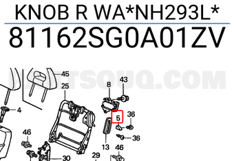 Honda 81162SG0A01ZV KNOB R WA*NH293L*
