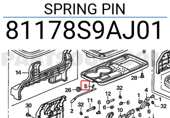 Honda 81178S9AJ01 SPRING PIN