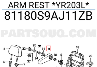 Honda 81180S9AJ11ZB ARM REST *YR203L*