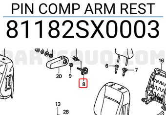 Honda 81182SX0003 PIN COMP ARM REST