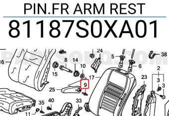 Honda 81187S0XA01 PIN.FR ARM REST