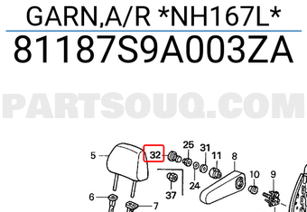 Honda 81187S9A003ZA GARN,A/R *NH167L*