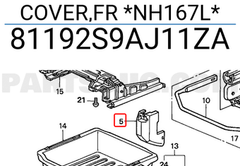 Honda 81192S9AJ11ZA COVER,FR *NH167L*