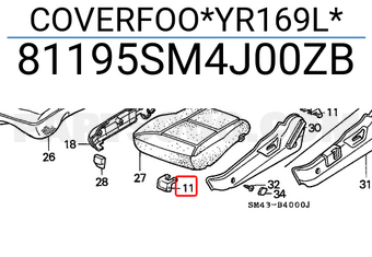 Honda 81195SM4J00ZB COVERFOO*YR169L*
