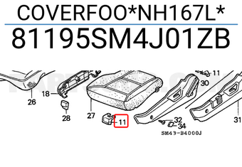 Honda 81195SM4J01ZB COVERFOO*NH167L*