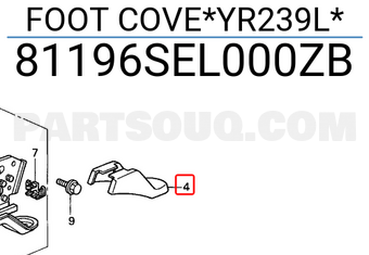 Honda 81196SEL000ZB FOOT COVE*YR239L*