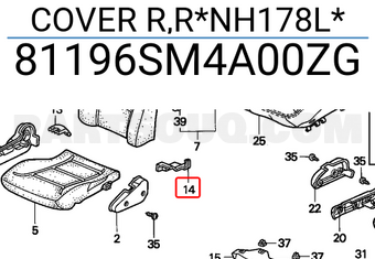 Honda 81196SM4A00ZG COVER R,R*NH178L*