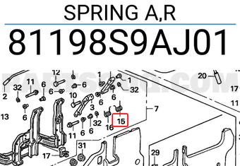 Honda 81198S9AJ01 SPRING A,R
