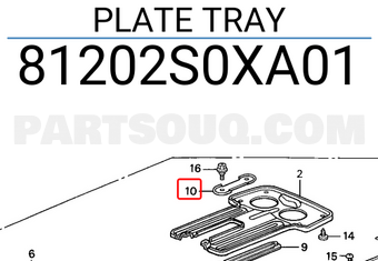 Honda 81202S0XA01 PLATE TRAY