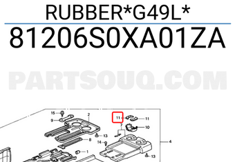 Honda 81206S0XA01ZA RUBBER*G49L*