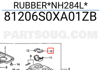 Honda 81206S0XA01ZB RUBBER*NH284L*