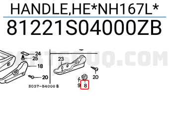 Honda 81221S04000ZB HANDLE,HE*NH167L*
