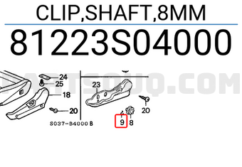 Honda 81223S04000 CLIP,SHAFT,8MM