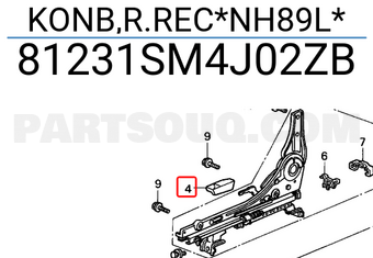 Honda 81231SM4J02ZB KONB,R.REC*NH89L*
