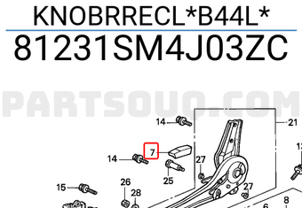 Honda 81231SM4J03ZC KNOBRRECL*B44L*