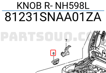 Honda 81231SNAA01ZA KNOB R- NH598L