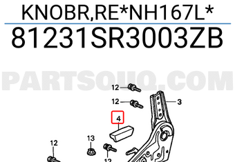 Honda 81231SR3003ZB KNOBR,RE*NH167L*