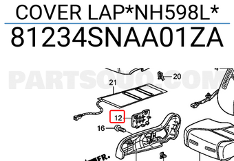 Honda 81234SNAA01ZA COVER LAP*NH598L*