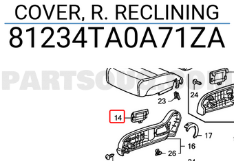 Honda 81234TA0A71ZA COVER, R. RECLINING