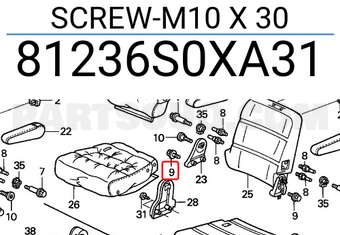 Honda 81236S0XA31 SCREW-M10 X 30