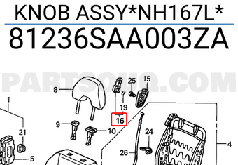 Honda 81236SAA003ZA KNOB ASSY*NH167L*