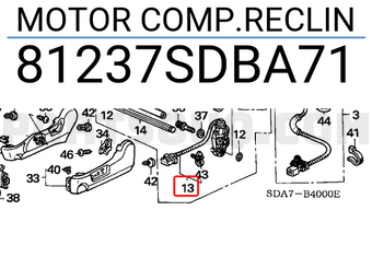 Honda 81237SDBA71 MOTOR COMP.RECLIN