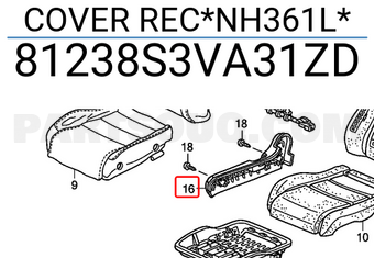 Honda 81238S3VA31ZD COVER REC*NH361L*